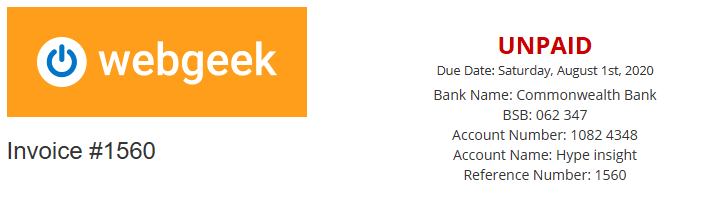 Pay invoice using Bank Transfer